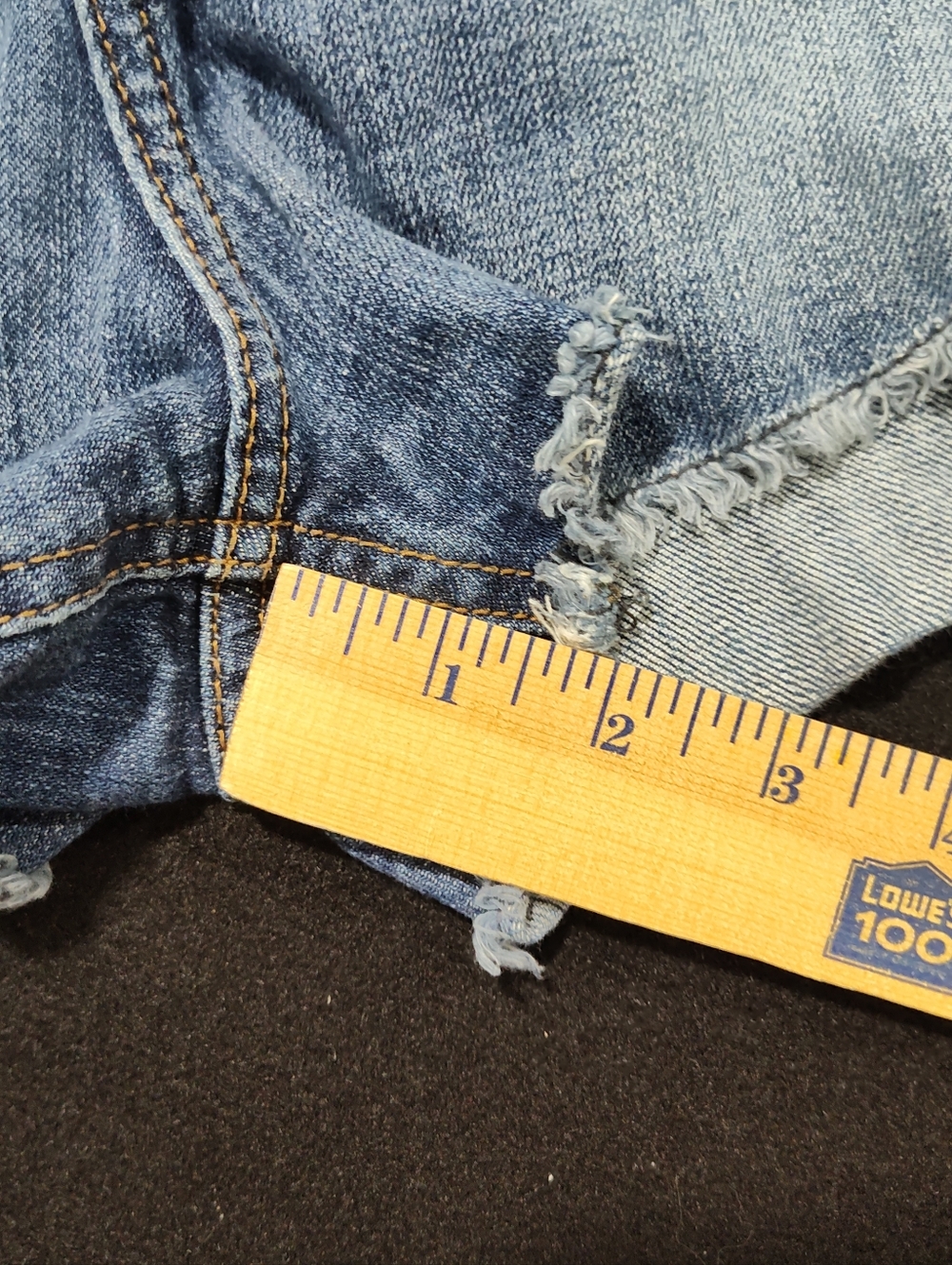 Eunina Lulu High Rise Cut Off Shortie Blue Jean Shorts, Distressed, Size M, Fun - Picture 11 of 11